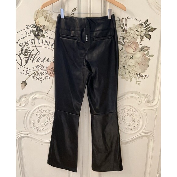 Lulus City Status Pants Women's XS Black Vegan Leather Hi Rise Bootcut NWT - Picture 4 of 16